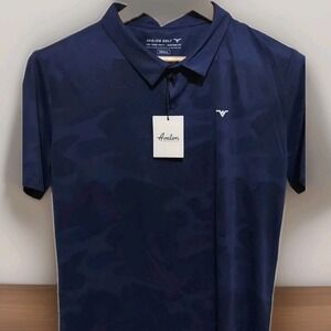Mens Avalon Golf Collar Navy Blue The Tour Polo Shirt Size Small NWT Modern Fit